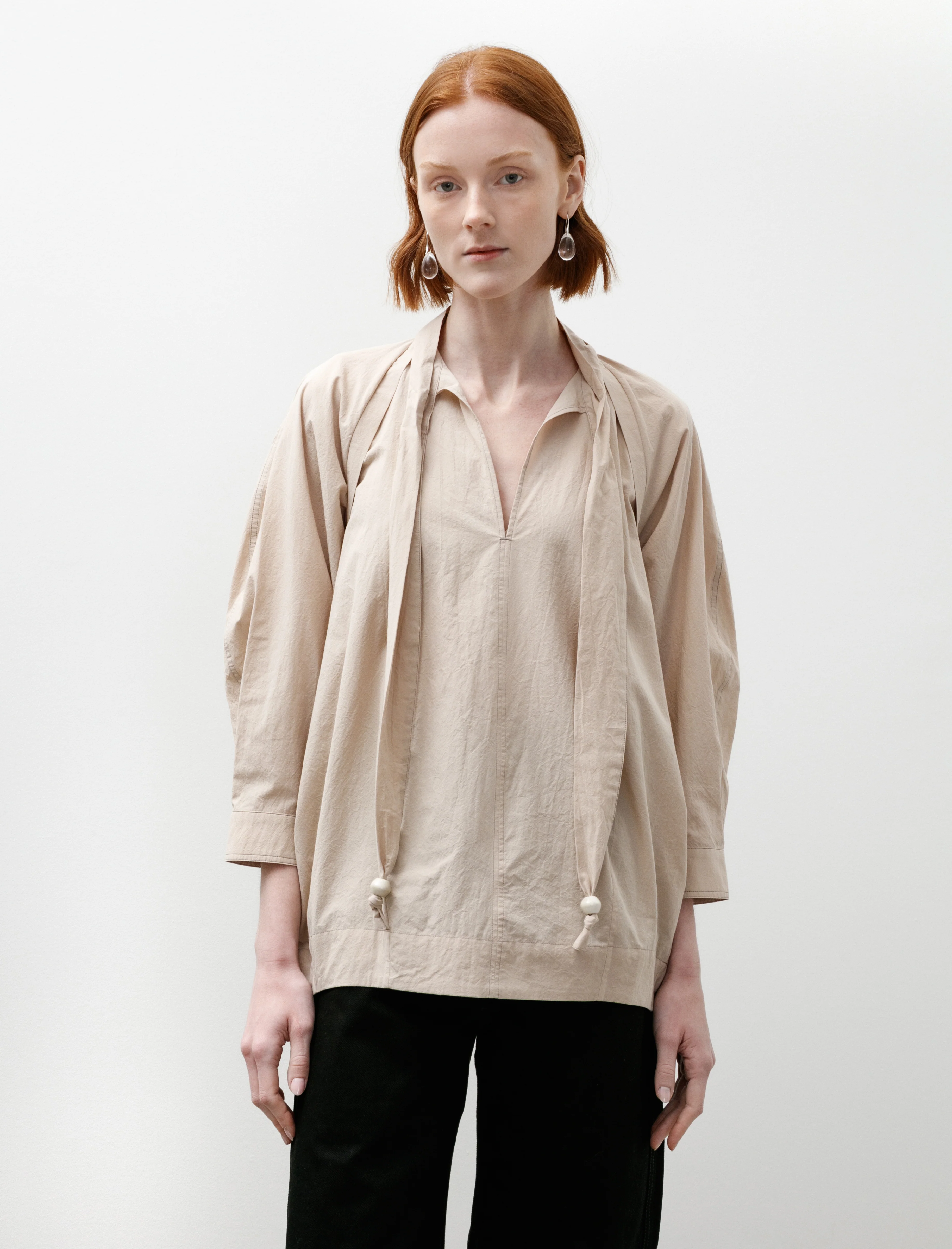 Blouse with Scarf Greige