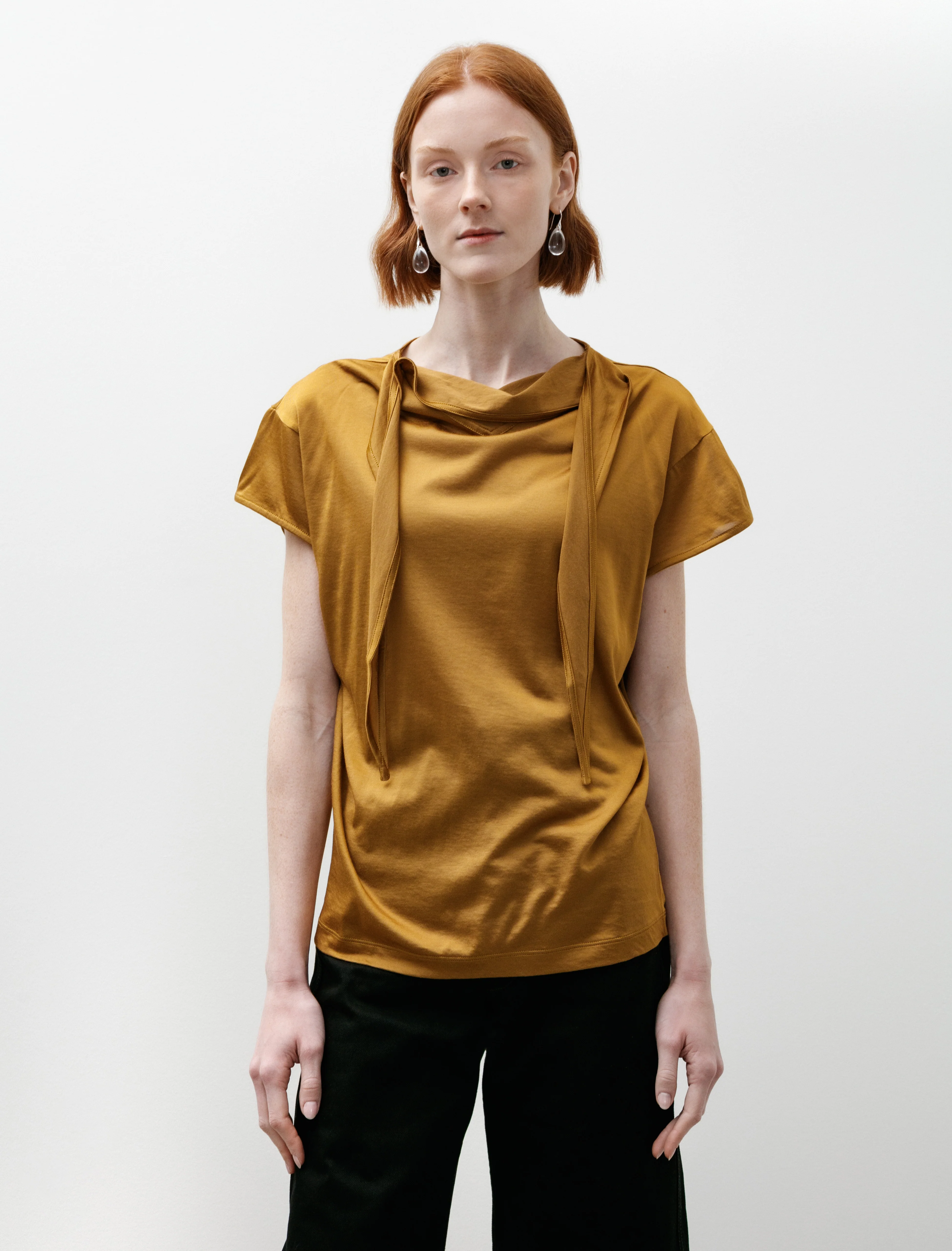 Short Sleeve Foulard Top Cinnamon Brown
